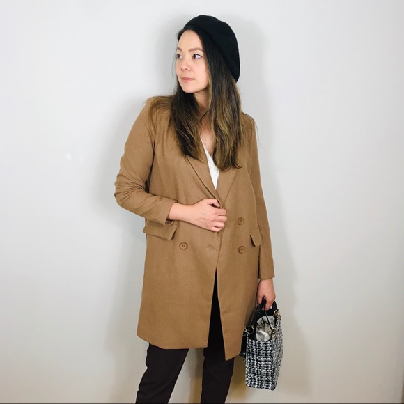 NEW BOUTIQUE Camel Tan Longline Long Blazer Coat - Picture 2 of 10